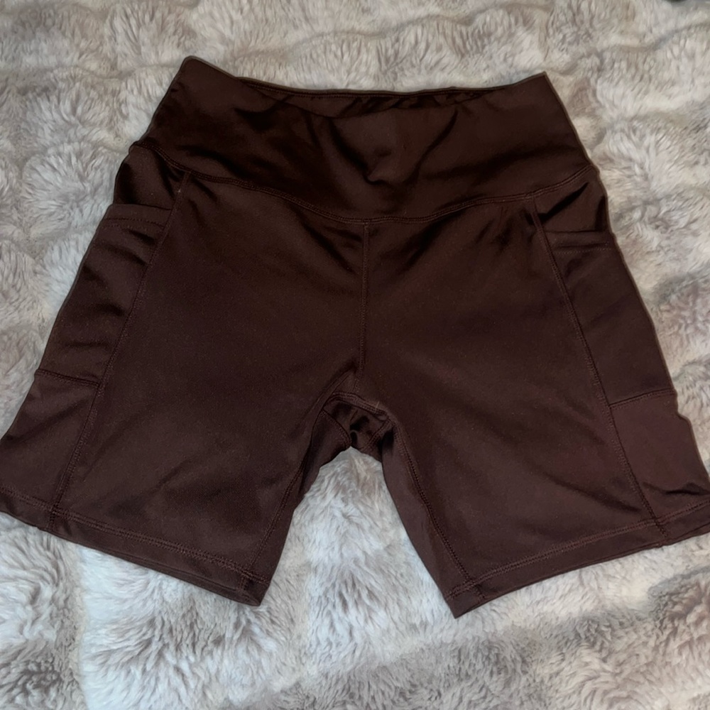 Brown Biker Shorts WITH Pockets!!